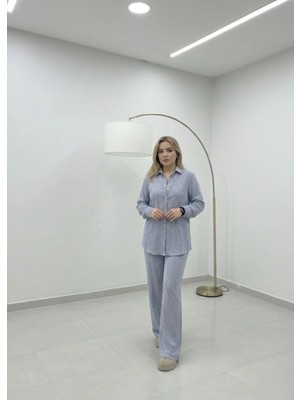 Fırfır Moda Çizgili Gömlek Pantolon Takım