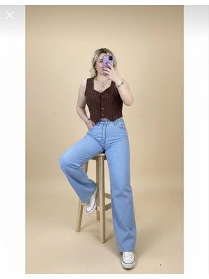 Fırfır Moda Örme Krep Kısa Yelek