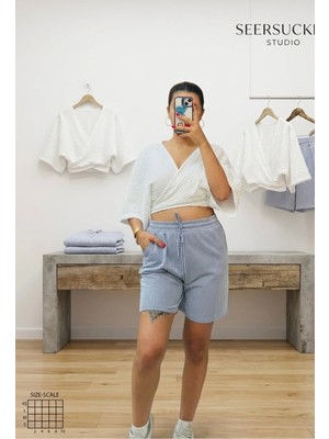 Fırfır Moda Su Yolu Cepli Şort