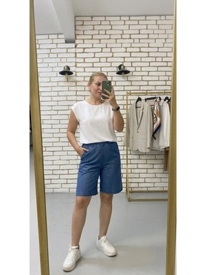 Fırfır Moda Bermuda Ince Kot Şort
