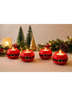 Masal Tedarik Noel Baba Temalı Kırmızı Beton Tealight Mum