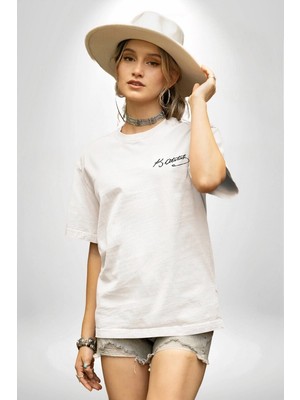 Mevese Peri 30 Ağustos Zafer Bayramı Atatürk Temalı Oversize Bisiklet Yaka T-Shirt - Beyaz