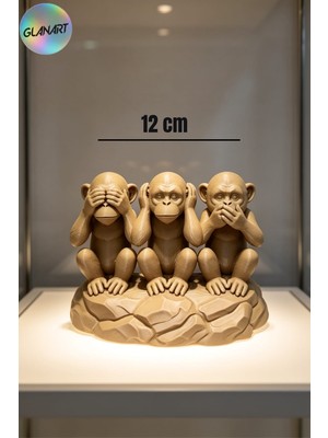 Glanart Hediyelik 3 Boyutlu Üç Maymunmasa Üstü Biblo Obje (3d Filamet ) 1 Adet