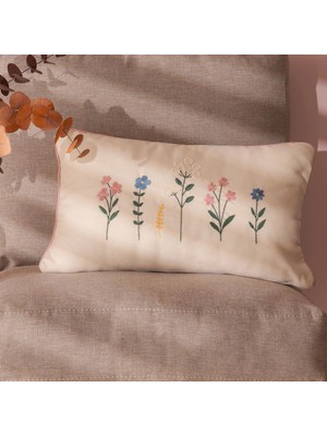 Matmel Soft Floral Kırlent - Ekru - 30X50 cm
