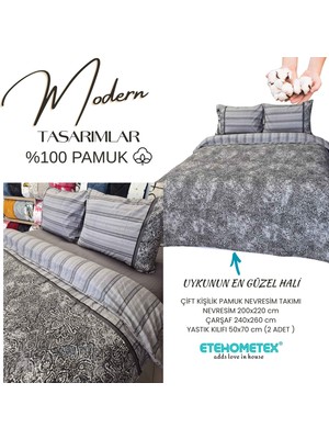 Etehometex %100 Pamuk Nevresim Takımı Çift Kişilik