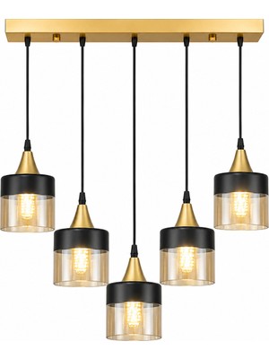 Esslight Nice 5’li Eskitme Bal Camlı Modern Salon Mutfak Yatak Odası Avize