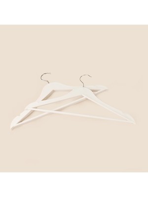 Simple Living Living Ahşap Görünümlü 3'lü Plastik Askı - Beyaz - 43X23 cm