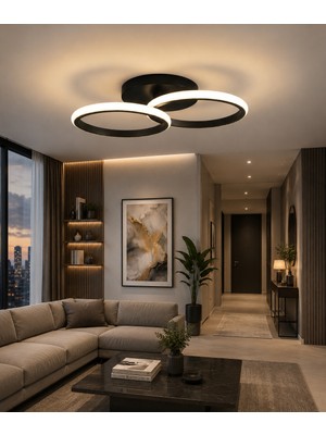 Lzy Avize Store 3 Renk Daire Hol Plafonyer Avize Siyah Modern Tavan Aydınlatması (Salon, Mutfak, Antre & Çocuk Odası)