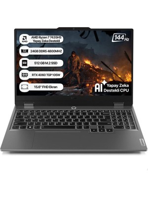 Lenovo Loq 15ARP9 83JC00E7TR Ryzen 7 7435HS 24 GB 512 GB SSD RTX4060 15.6" Full Hd Gaming Laptop - Outlet