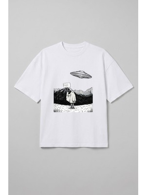 Gothamvibes Take Me Oversize Beyaz T-Shirt