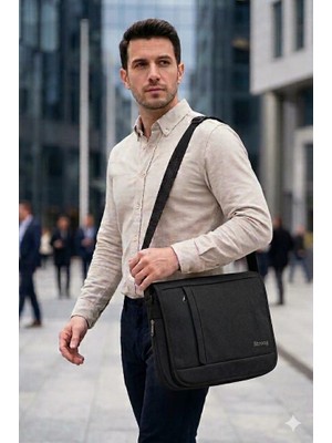 Viatox SR-06 Kanvas (pamuk) Postacı Çantası Notebook Macbook Tablet Ders Kitabı Okul Ve Üniversite Çantası SİYAH