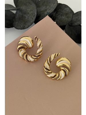 Nuva Atelier Helix Beyaz Halka Küpe