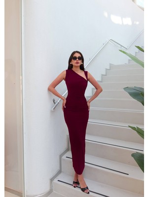 Esra Helvacı Eh Collection Asimetrik Omuz Drapeli Elbise