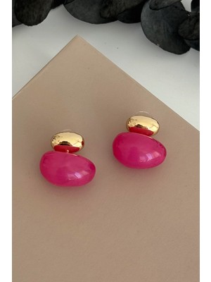 Nuva Atelier Aura Pebble Fuşya Küpe