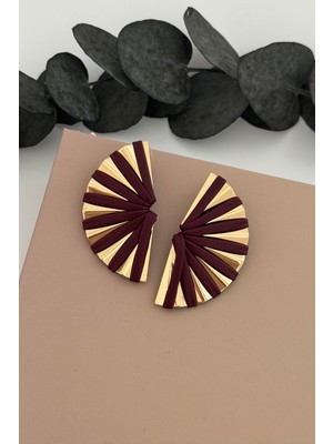 Nuva Atelier Bordo Yelpaze Küpe