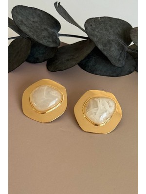 Nuva Atelier Margo Slate Beyaz Küpe