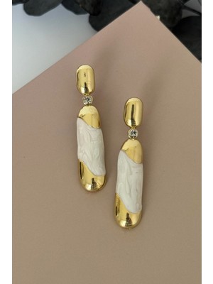 Nuva Atelier Lustre Beyaz Küpe