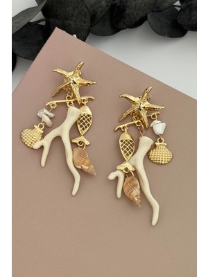 Nuva Atelier Ocean Charms Beyaz Küpe