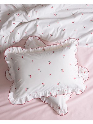 Flamingo Home Collections Fanny Çift Kişilik %100 Pamuk Fırfırlı Çarşaflı Baskılı Nevresim Takımı - Beyaz/kırmızı