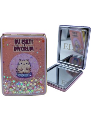 Elit Bu Işıltı Diyorum Fazla Değil Mi? Mottolu Akışkan Simli El Aynası