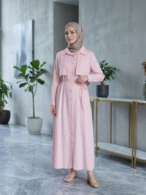 Miostil Aller Detay Patlı Elbise-Pembe