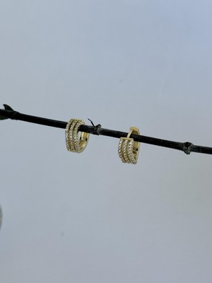 Nuva Atelier Taş Detaylı Halka Küpe