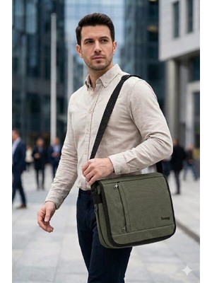 Viatox SR-06 Kanvas (pamuk) Postacı Çantası Notebook Macbook Tablet Ders Kitabı Okul Ve Üniversite Çantası HAKİ