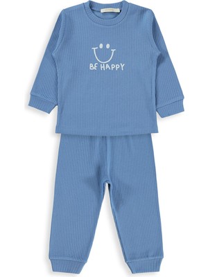 Mini Damla Minidamla Gülen Yüz Baskılı 1-6 Yaş Pijama Takımı - Yeşil