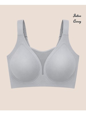 Intive Lingerie Intive Curvy Büyük Beden Lazer Kesim Dikişsiz Kalın Askılı Önü Tül Detaylı Sütyen (Xl-4xl)