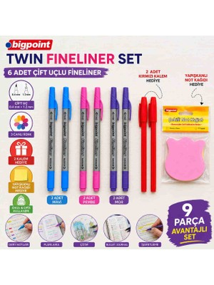 Bigpoint Twin Fineliner Işaretleme Kalemi [9 Parça ]
