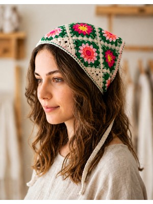 The Littles Kids Renkli Otantik Çiçek Desenli Pamuklu Yumuşak Dokulu Kadın Saç Bandana