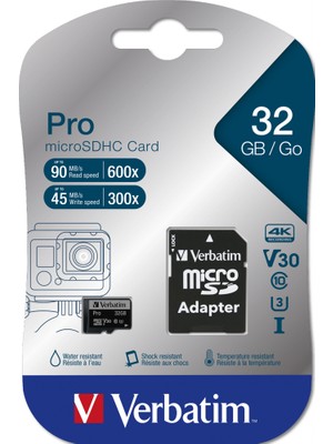 Verbatim Micro SDHC 32GB Hafıza Kartı UHS-I Sınıf 10 Su Geçirmez ve Darbeye Dayanıklı