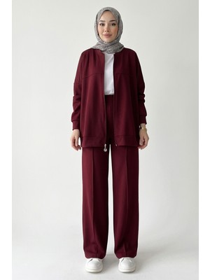Thiff Tesettür Önü Fermuarlı Oversize Modal Takım