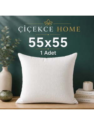 ÇİÇEKCE HOME Çiçekce Home Kırlent Iç Yastığı 1.Kalite Boncuk Silikon Elyaf Dolgulu 55x55 1 Adet 450 Gram