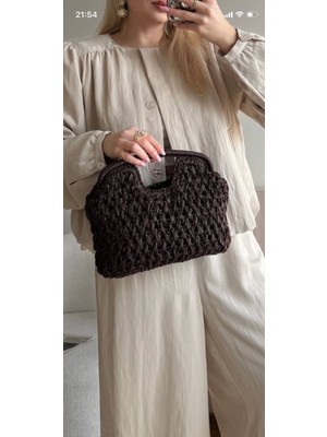Pazarvia Shop Ithal Hasır Örgü Clutch Çanta