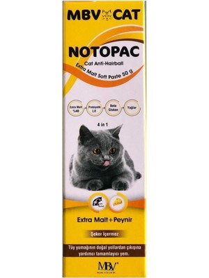 MBV Cat Notopac 50 gr Kedi Tüy Yumağı Önleyici Macun Lezzetli Peynir ve Extra Malt İçerir