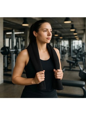 Xamantha Siyah Spor Fitness Havlusu 30X85 cm %100 Pamuk