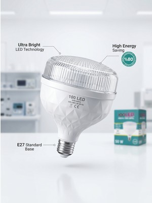 Plastora Home LED Kristal Torch Ampul 50W E27 Duy 4500 Lümen Beyaz Işık (6500K)
