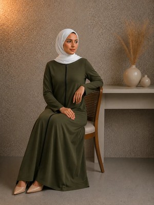 Boydan Fermuarlı Kadın Tesettür Namaz Elbisesi