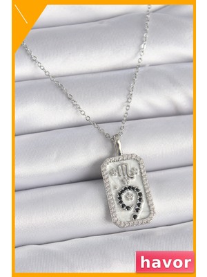 Havor Zirkon Taşlı Akrep Burcu Kolye 45CM Zincir Uzunluğu