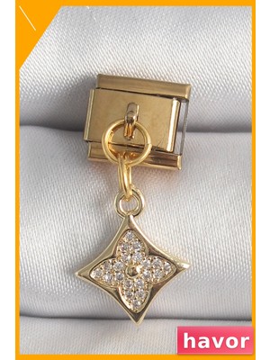 Havor Zirkon Taşlı Çiçek Desenli Charm Bileklik Aksesuarı