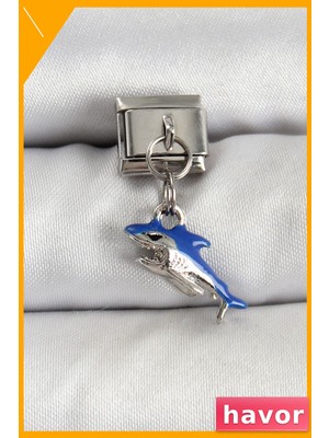 Havor Sallantılı Köpekbalığı Tasarımı Gümüş Renkli Charm Bileklik