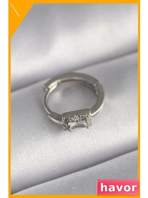 Havor Kare Zirkon Taşlı Tragus Piercing 6mm Bar Uzunluğu
