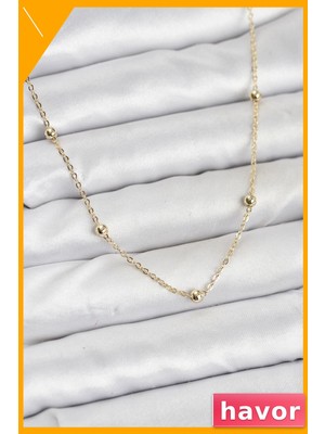 Havor Pirinç Top Zincirli Kolye 45CM Altın Renk Kaplama
