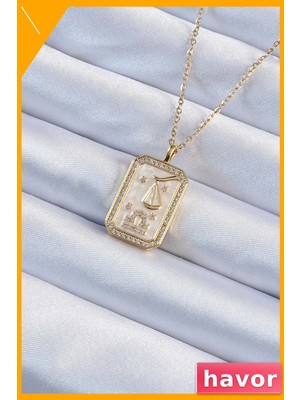 Havor Zirkon Taşlı Tarot Kolye 45CM Paslanmaz Çelik