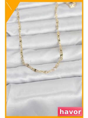 Havor 60 cm Gemici Zincir Kolye 14K Altın Renk Kaplama