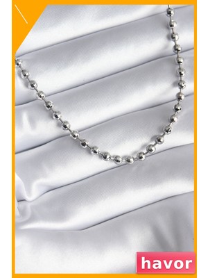 Havor Pirinç Zincirli Kadın Kolye 45CM Topçuk Detaylı