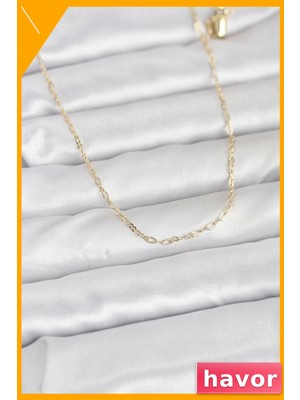 Havor 60 cm Uzunluğunda Pirinç Altın Renkli Kadın Kolye