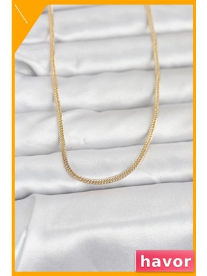 Havor Dolgun Zincirli 60 cm Kadın Kolye 14K Altın Kaplama