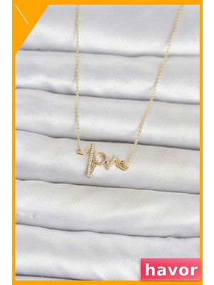 Havor Pirinç Gold Renk Kalp Ritmi Model Kadın Kolye 45 cm